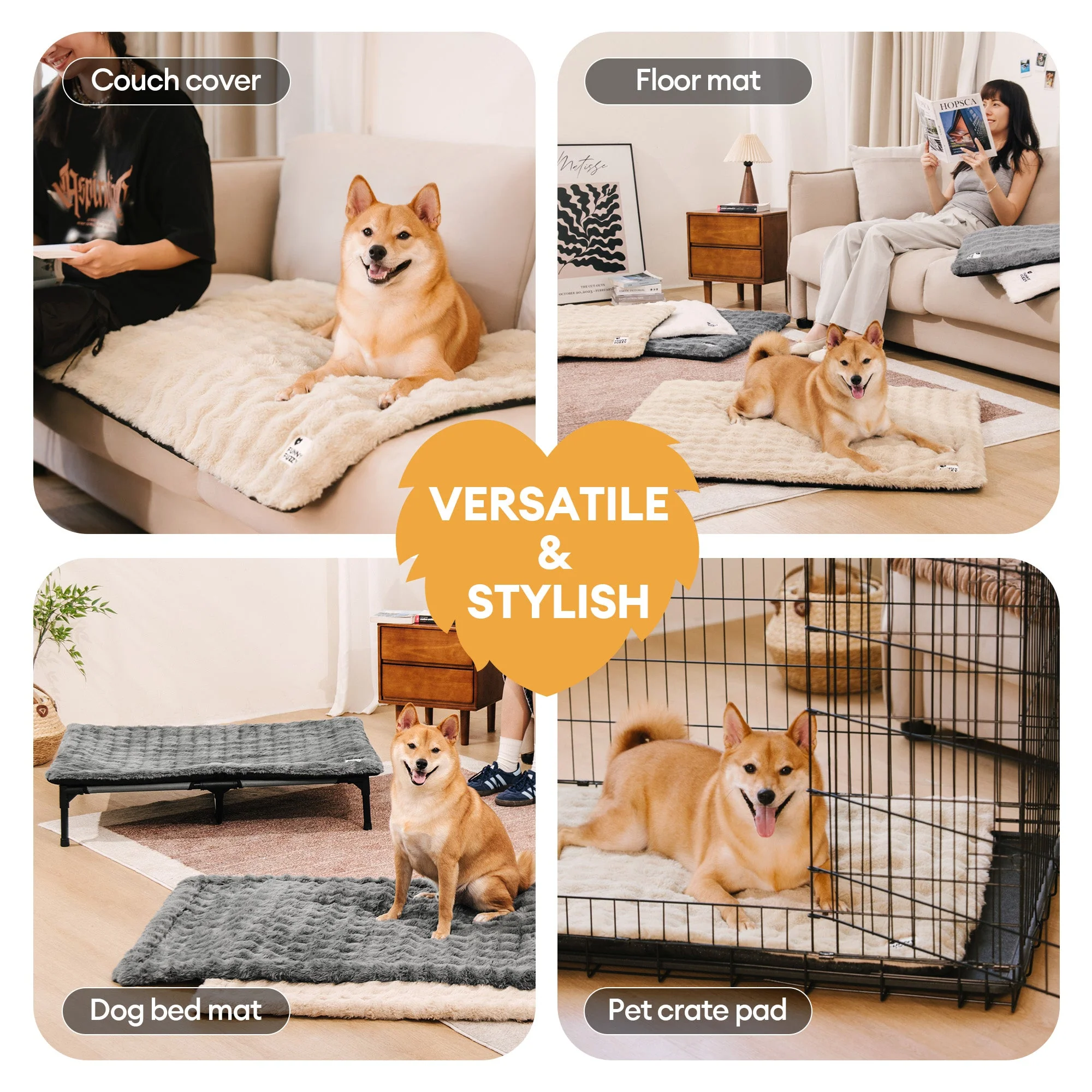 Tapis pour animaux de compagnie en peluche chaude, lavable et portable - ThermoPad - Image 8